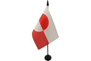 AZ FLAG - Greenland Table Flag 4'' x 6'' - Greenlander Office Mini Banner 100% Polyester 15 x 10 cm - Mini Desk Flag with 10'' Pole and Black Plastic Base
