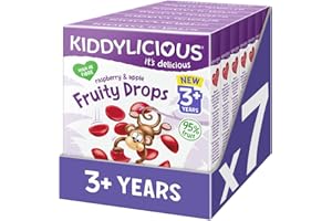 Kiddylicious Fruity Drops - Raspberry & Apple - Delicious Snacks for Kids - Suitable for 3+ Years - 7 Packs of 4 (28 Total)