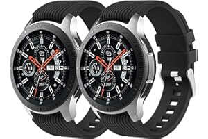 YISICA 2 Pack Sport Band for Samsung Galaxy Watch 3 45mm Strap/Samsung Gear S3 Frontier Classic Strap, 22mm Soft Silicone Metal Buckle Sport Replacement Wriststrap for Galaxy Watch 46mm