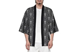 CIZEUR Camicia Kimono T Shirt Uomo Maniche 3/4 Cardigan Giacca Top Casual Camicetta Vintage Elegante Estiva Coppia