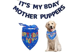 CHONGNING Dog Birthday Party Supplies, Dog Birthday Bandana, Happy Birthday Banner,Triangle Scarf, for Pet Boy/Girl, Party Accessories (Blue)