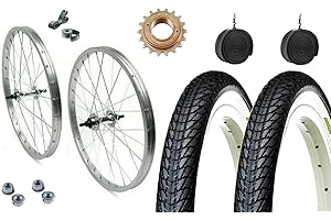 MADICKS Llantas completas delanteras + traseras 24 x 1,75 + 2 neumáticos blanco negro + 2 cámaras de aire válvula Italina + piñón rueda libre 18 dientes para City Bike – Holanda – Bicicleta de paseo