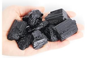ORIENTREA 200 Gramm Naturbelassene Schwarzer Turmalin Rohsteine, Natürlicher Schwarzer Turmalin Rohkristall, Naturbelassene Schwarzen Turmalinsteinen