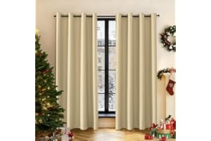 Ystyle Tende Oscuranti Per Interni 2 Pezzi, 140x225cm, Tende Camera Da Letto Moderne Con Anelli, Tende Da Esterno Impermeabile, Tenda Termica Isolante Freddo Per Soggiorno Cameretta, Beige Scuro