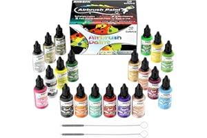 HXDZFX Colori per Aerografo - 20 Colori × 20ml Set di Colori Acrilici, Asciugatura Rapida, Colori Aerografo è Adatto per Pittura Acrilica, Pareti, Vetro, Modelli, Legno, Carta da Disegno, ecc.