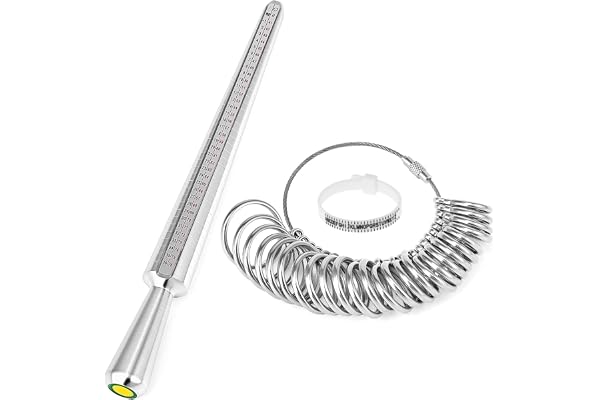 QWORK® Ringstorleksmätning, metallring storleksbestämare, ringstorleksmätare UK EU 41–76, ringmåttband