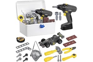 Kldgris Jouet Outil pour Enfants, Outils Enfant Bricolage, 42 Pièces Boite a Outil avec Perceuse Électrique Malette Outils Visseuse Malette Outils, Cadeau pour Enfants de 3 Ans Et Plus
