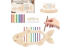 Felly Juguetes Niños 2 3 4 Años, Pez Juguetes Montessori, Juego Educativos Juguete de Madera Bebe de Apilar y Encajar, Regalo de cumpleaños Navidad 2+ Años