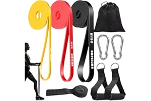 NHCUIJUN Fitnessbänder Widerstandsbänder Set 3er, 2M Latex Fitnessband Resistance mit Tragebeutel,Türanker & 2* Griffen, Gymnastikband für Muskelaufbau, Yoga, Pilates, Muskelaufbau, Physiotherapie
