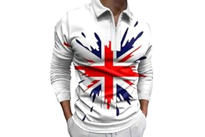 Vohiko Polo Shirts for Men Adult Long Sleeve with Button Turn-Down Collar T Shirt Casual Rugby Shirts Tee Tops Business Work Tops Golf Shirts