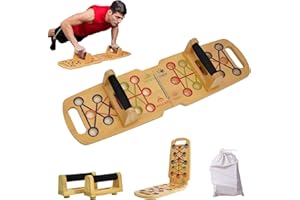 FIGFEY Wooden Push Up Frame, Portable Foldable Strength Training Device for Chest Muscle, Back Muscle, Abs, Biceps Brachii - Home Training Equipment