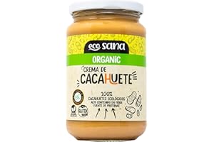 Drasanvi ECOSANA CREMA DE CACAHUETE CERTIFICADO BIO by - Fuente de proteínas - Alto contenido en fibra - 100% cacahuetes ecológicos - VEGANO - SIN GLUTEN - 350g