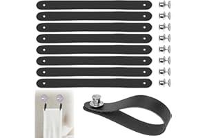 CHAUSA 8 Pezzi Ganci per Tessuti Senza Cuciture Appendi Strofinacci Cucina 15 * 1.2cm Pelle PU con Chiusura a Bottone Ganci per Asciugamani per Asciugamani,Bagno,Stracci,Decorazione,Campeggio(Nero)