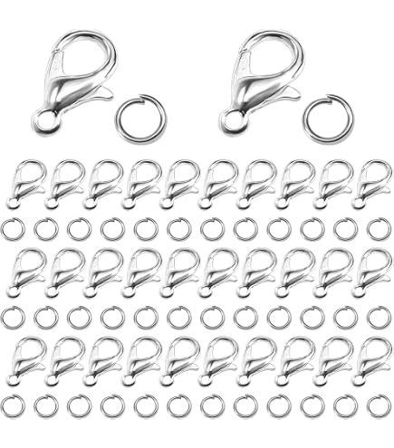 130 Fermoirs Griffe Homard 12mm - Alliage Argenté - Trou 2mm - Pour DIY Bijoux Porte-clés