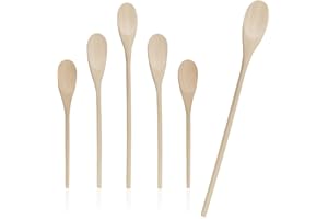 COM-FOUR® 6x cucchiai da cucina in legno - set di cucchiai da cucina per mescolare in legno in tre misure (marrone chiaro - 06 pezzi)