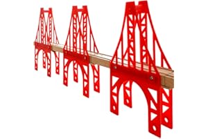 Train Bridge, OrgMemory 3 Suspension Bridge, Wooden Train Bridge, Train Tracks Compatible with All Major Brands
