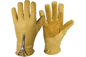 GOLDTOP Mens Fleece Lined CE APPROVED Zipped Cruiser Leather Motorcycle Gloves [2 Colours!] | Cruiser Style Harley Chopper Short Cuff Roper Biker Gloves with Double Skinned Palm