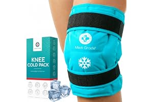 Medi Grade Kylbandage Knä med Återanvändbar Ispåse och Gelpack | Ispåse knä med flexibelt gelpack och dubbelt tyg för längre kylhållning, kylkompress knä efter skador och operation
