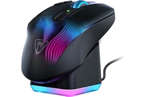 Turtle Beach Kone XP Air – Kabellose, anpassbare und ergonomische RGB-Gaming-Maus, Bluetooth, optischer Sensor 19K DPI, bis zu 100-Stunden-Akku und Ladestation - Schwarz