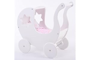 MJmark NEW Wooden Doll Pram WHITE STAR B1 including BEDDING Doll´s PRAM NEW
