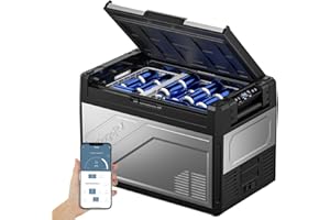 BougeRV Rocky 52L Frigorifero Compressore 12V 220V Frigorifero in Metallo con Divisore Rimovibile, App Controllo della Temperatura Doppia Zona Frigorifero Portatile per Campeggio Auto Viaggio Barca