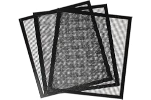 ECOOPTS BBQ Grill Mesh Mat Set 3 Pieces Non Stick Grilling Mesh Reusable Heat Resistant BBQ Teflon Grill Mats for Grilling Meat, Veggies, Cooking, Backing, 30 x 33 cm (3 Pieces)