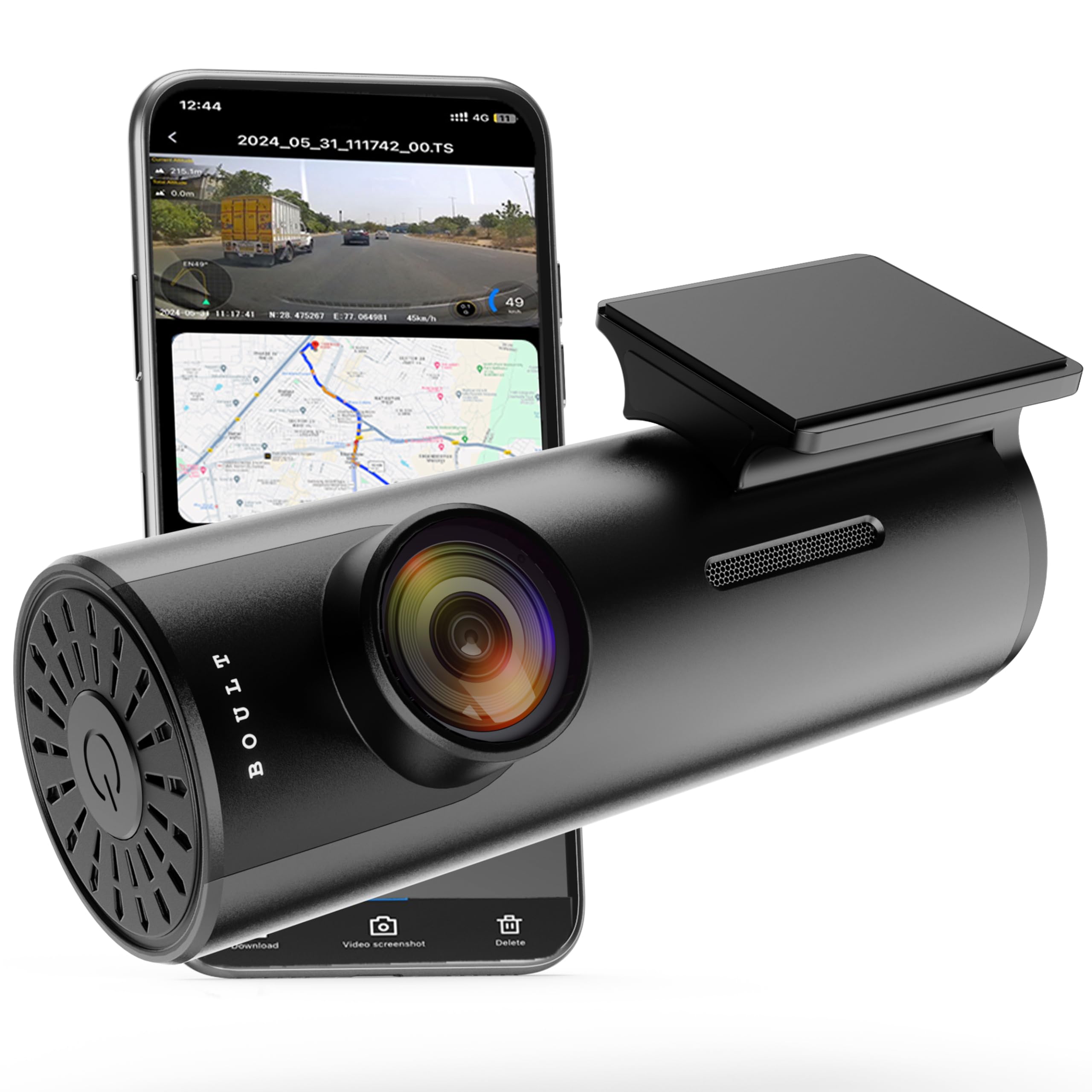 Boult Cruisecam X1 GPS Dash Camera with 1080p HD Recording, GPS Logger, Ultra-Wide 170° View, 360° Rotation, App Control, Super Capacitor, G-Sensor, Easy DIY Installation Dashcam, WiFi Connectivity