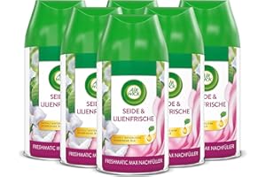 ‎AIR WICK Air Wick Freshmatic Max Raumspray – Nachfüller für den Air Wick Freshmatic Max – Duft: Seide und Lilienfrische – 6 x 250 ml Nachfüller