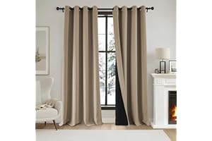 ‎PONY DANCE PONY DANCE Dicke Thermovorhänge Kälteschutz 100% Verdunklungsvorhänge mit Ösen 2er Set H 240 x B 140 cm Doppellagige Gardinen Blickdicht Thermal Curtains for Winter, Cappuccino