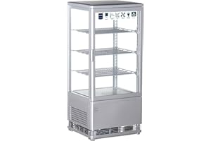 METRO Professional Vitrina Refrigerada GGC2078SV, 42.8 x 38.6 x 96 cm, 78 L, 3 Estantes Ajustables, Iluminación LED, Plata
