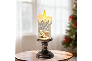 iLitLuk Kerzenförmige Schneekugel Wasserspinner-LED-Laterne mit Timer, batteriebetrieben (Batterien Nicht im Lieferumfang enthalten) Weihnachtsdekoration für zu Hause 26 cm hoch