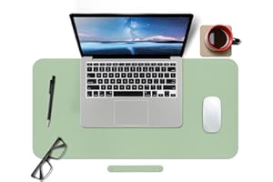 Boutilon Leather Desk Mat,Desk Pad,Desktop mat,Waterproof Desk Mat for Desktop, Desk Mat for Keyboard and Mouse,Leather Mouse Pad Protector for Office and Home,60 * 35cm (S Green)