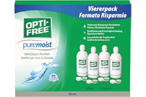 ‎OPTI-FREE Opti-Free PureMoist contact lens care solution, system pack, 4 x 300 ml