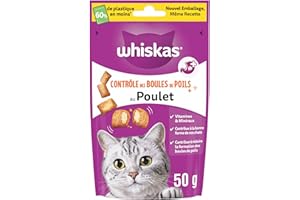 Whiskas Contrôle des Boules de Poils Friandises pour Chats 50g Lot de 6