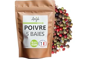 Poivre en Grains 5 Baies 100% Naturel - Mélange Poivre 5 Baies Moulin Cuisine Naturel Vegan Sans Gluten - NCA (100)