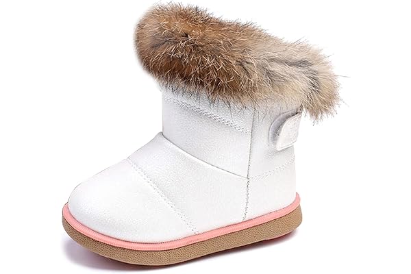 KVbabby Filles Bottes de Neige Antidérapant Sole souple Bottes d'hiver Bébé Fourrure Doublé Antidérapant Bottes
