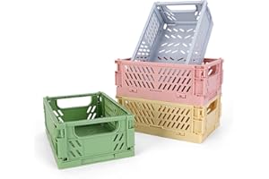 NASHRIO 4 Stück Mini Aufbewahrungskörbe aus Kunststoff, langlebig und zuverlässig, faltbar, ideal für Zuhause, Küche, Klassenzimmer und Büro, Badezimmer (5,9 x 3,8 x 2,2)