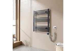 EMKE Radiador Toallero Eléctrico para Baño, 75 x 60 cm, Secatoallas eléctrico con termostato, 300 vatios (Antracita),Toallero Electrico Baño