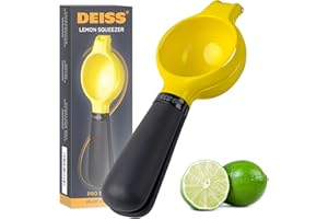 Deiss Pro Wytrzymały metalowy wyciskacz do cytryny - ręczna wyciskarka do maksymalnej ekstrakcji soku, łatwy w czyszczeniu wyciskacz do limonki, ergonomiczny uchwyt antypoślizgowy