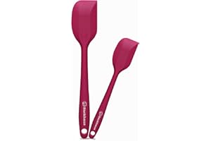 Backhaus Set de Spatule de Cuisine et Maryse Silicone Ustensiles de Cuisines Premium avec Renfort en INOX – Résistantes à la Chaleur et adaptées à Tout Type de revêtements | Rouge