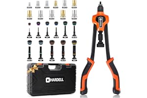 HARDELL Rivettatrice per Inserti Filettati, 16" Rivettatrice Mano a Rilascio Automatico con 186 Rivetto Dado e 13 Mandrini Metrici e SAE, con Custodia per Il Trasporto Robusta(40.6cm)
