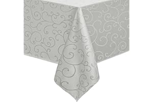 Romanstile Tovaglie Antimacchia Rettangolari 140x100 cm Grigia Jacquard Tovaglie Copri Tavolo da Interno Elegante 6 Posti per Primaverile Pasqua Feste Giardino Esterno Compleanno Ristorante,Bar,Caffè