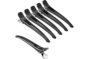 Mesybveo 6 Stück EnteBill Haarspangen, Haarklammer Friseurbedarf, Abteilklammern Friseur, Rutschfeste Haarklammern, Haarclips Alligator Clips mit Löchern, für Dickes und Dünnes Haar(Schwarz)