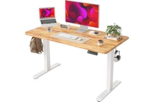 BEXEVUE 100x60 cm Bureau Assis Debout Électrique - Bureau réglable en Hauteur avec Faisceau de câbles, Panneau de contrôle à 3 Fonctions mémoires, Finition Bois Clair Antique.