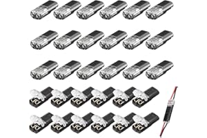 TASSFROO 30 Piezas 18-22AWG Conectores Eléctricos Rapidos, Conector de Cable de 2 Pines Empalmes Cables Electricos Terminal de Conexión de Bajo Voltaje para Audio de Coche Equipos Eléctricos Fácil de Usar