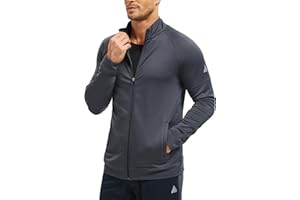 AMZSPORT Herren Sportjacke Leichtes Microfleece Laufjacke Trainingsjacke mit Reißverschluss Taschen für Outdoor,Wandern,Freizeit und Laufen