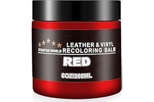 STARTSO WORLD Kit de Rénovation pour Cuir 200ml, Teinture Cuir Rouge pour Meubles, Canapés, Sièges d'Auto - Teinture et Peinture pour Cuir Éraflé et Décoloré