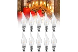 TobeBright E10 LED Bougie Ampoule 1W, AC 8-55V Bougie Arc Pont Ampoule de Remplacement, Dimmable Blanc Chaud 2200K, E10 Cône Bougie Aampoule de Noël pour Bâton de Bougie Pointue, 10x