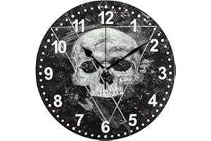 Mnsruu Bathroom Clock Wall Clock for Living Room Decor Non Ticking Silent Kids Room Round Wall Clock (One Size, Smoke Skull)