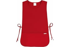LINEN CLOSET® Tabard Aprons Unisex Aprons for Men Women Ladies Tabards Work Cleaning Apron with 2 Deep Pockets